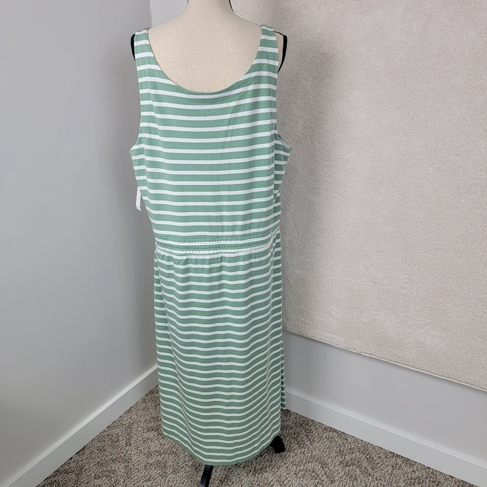 Haven Well Within NEW Womens XXL Green White Striped Coastal Jersey‎ Midi Dress - Picture 3 of 8